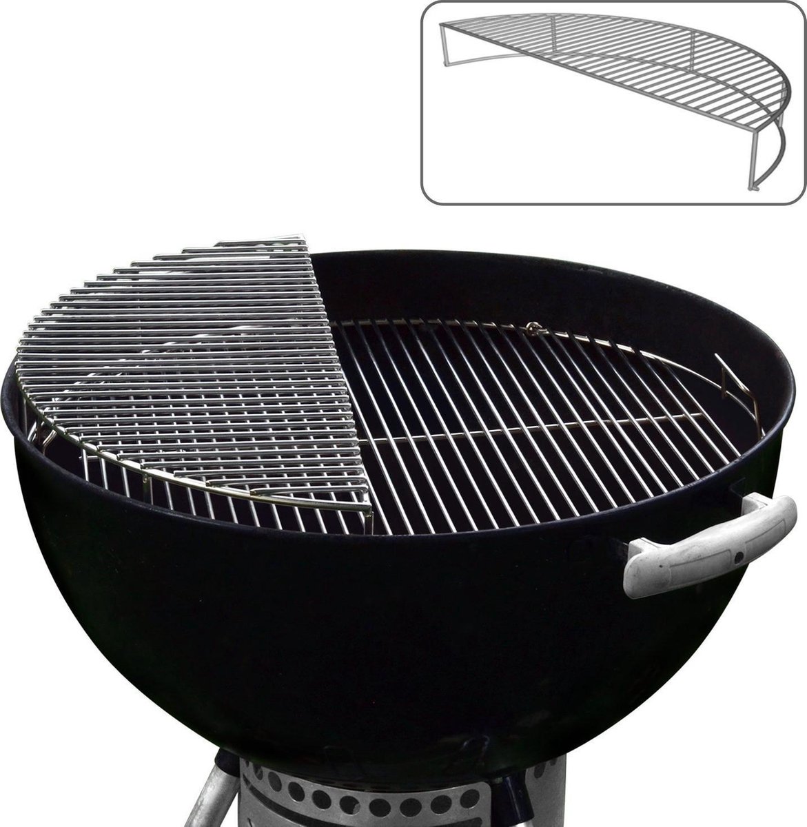 RVS Opwarm / Grill/ Rook uitbreidingsrooster - Voor gebruik met 57 CM Kettle BBQ's (past o.a. op alle Weber kogel BBQ's) - Jx