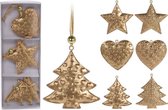 Kerstversiering metalen gouden hangers 3 stuks