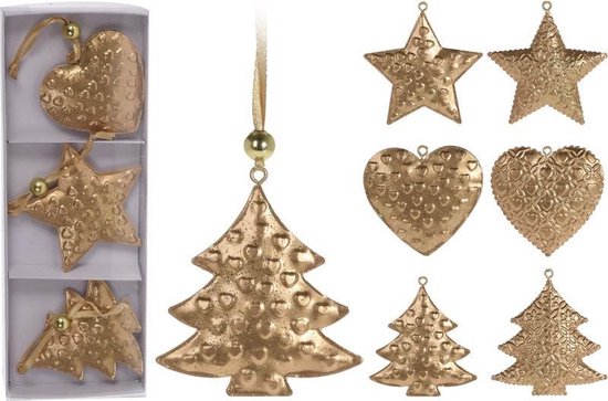 Ijveraar Bederven amusement Kerstversiering metalen gouden hangers 3 stuks | bol.com