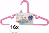 16x Kledinghangers voor kinder/babykleding roze/groen/oranje 29 x 0,2 x 15 cm - Babykleding - Kinderkleding - Hangertjes