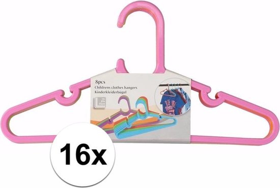 16x Kledinghangers voor kinder/babykleding roze/groen/oranje 29 x 0,2 x 15  cm -... | bol.com