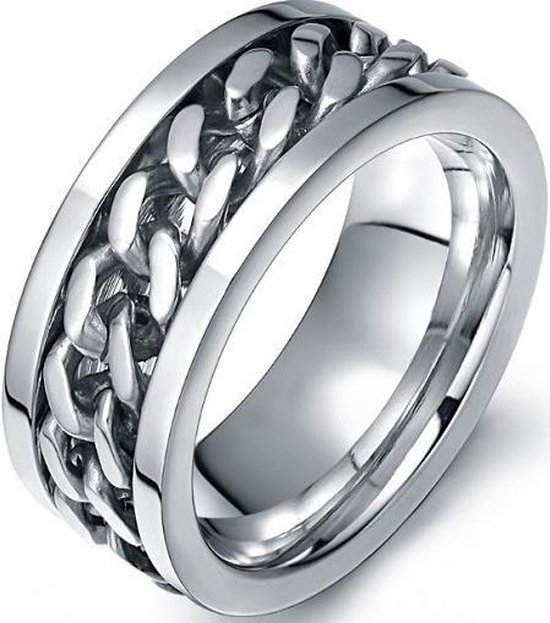 Schitterende Brede Zilver Kleurige Jasseron Ring | Herenring | Damesring | 19.75 mm. (maat 62)
