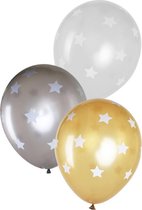 6 x metallic ballon - 35 cm - bedrukt met sterren