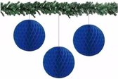 3x decoratie bal blauw 10 cm