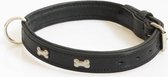 Hondenhalsband met nikkelen botjes zwart 40 cm
