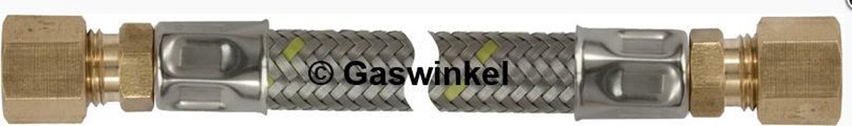 Flexibele rvs gasslang 8 mm knel x 8 mm knel - 60 cm