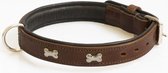 Hondenhalsband met nikkelen botjes bruin 45 cm