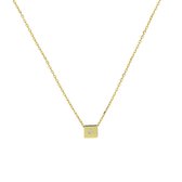 Glow ketting vierkant zirkonia minimalist - goud (14 kt)- 42+2cm