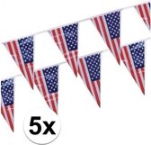 5x stuks Vlaggenlijnen Amerika/USA