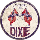 Signs-USA Dixie Gas Weathered - Retro Wandbord - Metaal - 30 cm rond