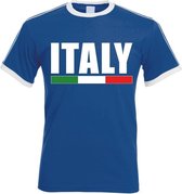 Blauw/ wit Italie supporter ringer t-shirt voor heren L