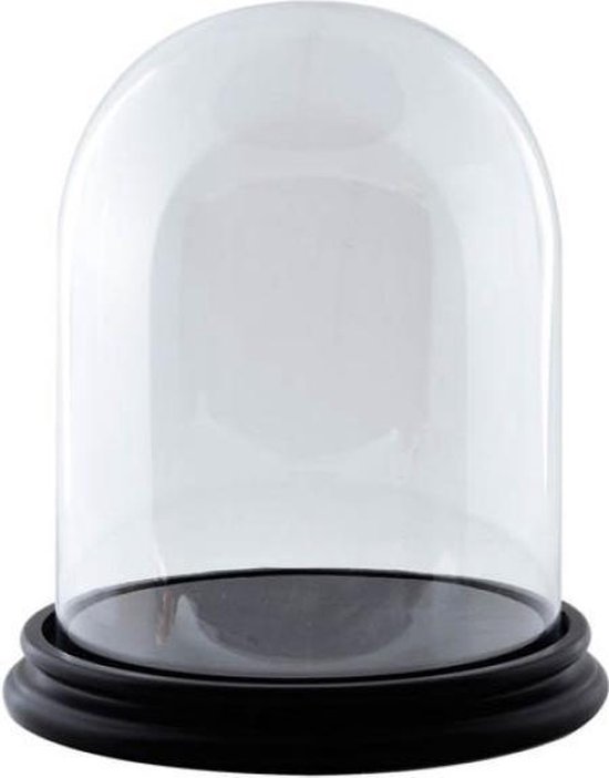 Glazen stolp met zwart houten voet H 25 cm x D 20 cm | bol.com