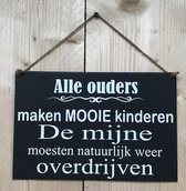 Zinken tekstbord alle ouders - antraciet - 20x30 cm.