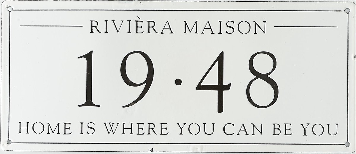 erven getrouwd kloon Riviera Maison - Classic Enamel 1948 Sign - Wandbord - Wit - Ijzer | bol.com
