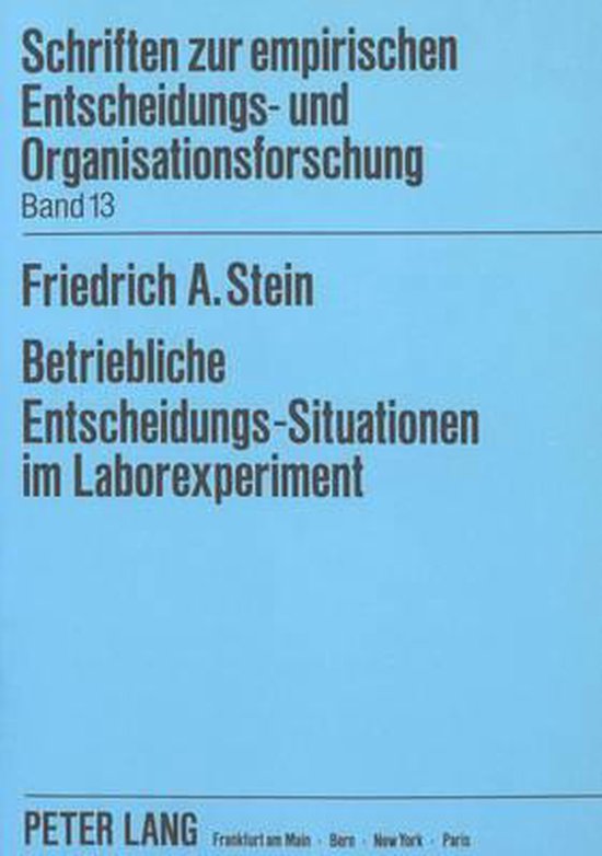 Betriebliche Entscheidungs-Situationen im Laborexperiment - cover