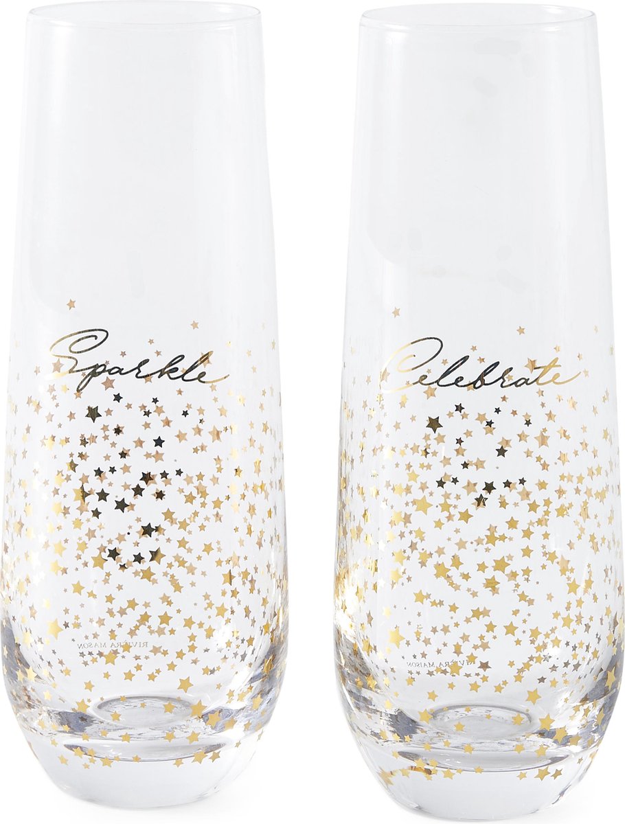 Rivièra Maison Sparkle Champagneglas - 500 ml - Glas - Goud - 2 stuks |  bol.com
