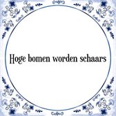 Tegeltje met Spreuk (Tegeltjeswijsheid): Hoge bomen worden schaars + Kado verpakking & Plakhanger