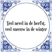 Tegeltje met Spreuk (Tegeltjeswijsheid): Veel nevel in de herfst, veel sneeuw in de winter + Kado verpakking & Plakhanger