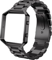 Metalen armband voor Fitbit Blaze met behuizing - Zwart