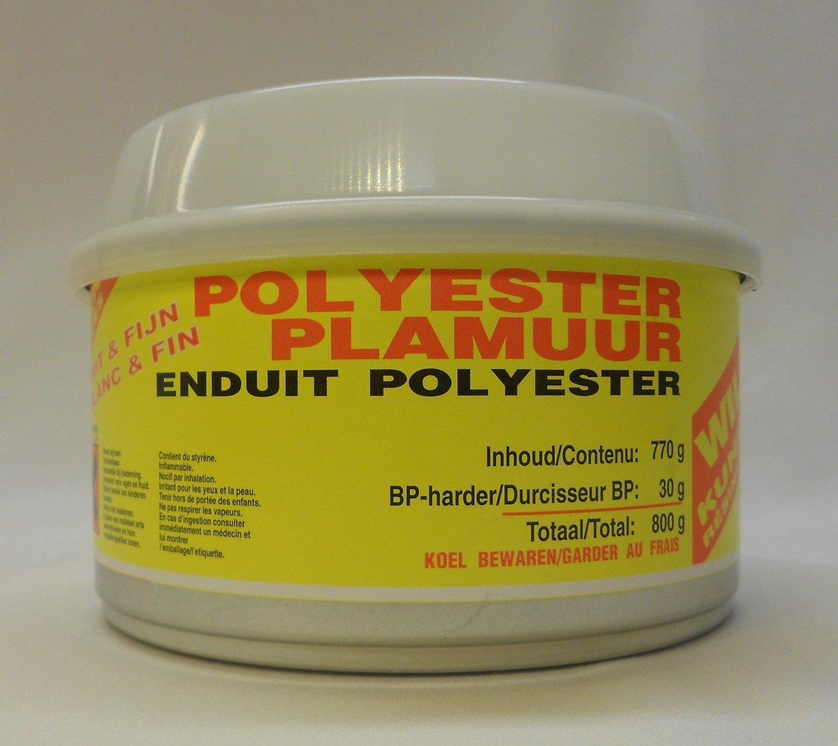 Polyester Plamuur wit (incl. verharder) 800g