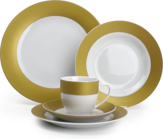 chef Collectief Vlieger Yong Servies Gold Twirl - 30 delig | bol.com