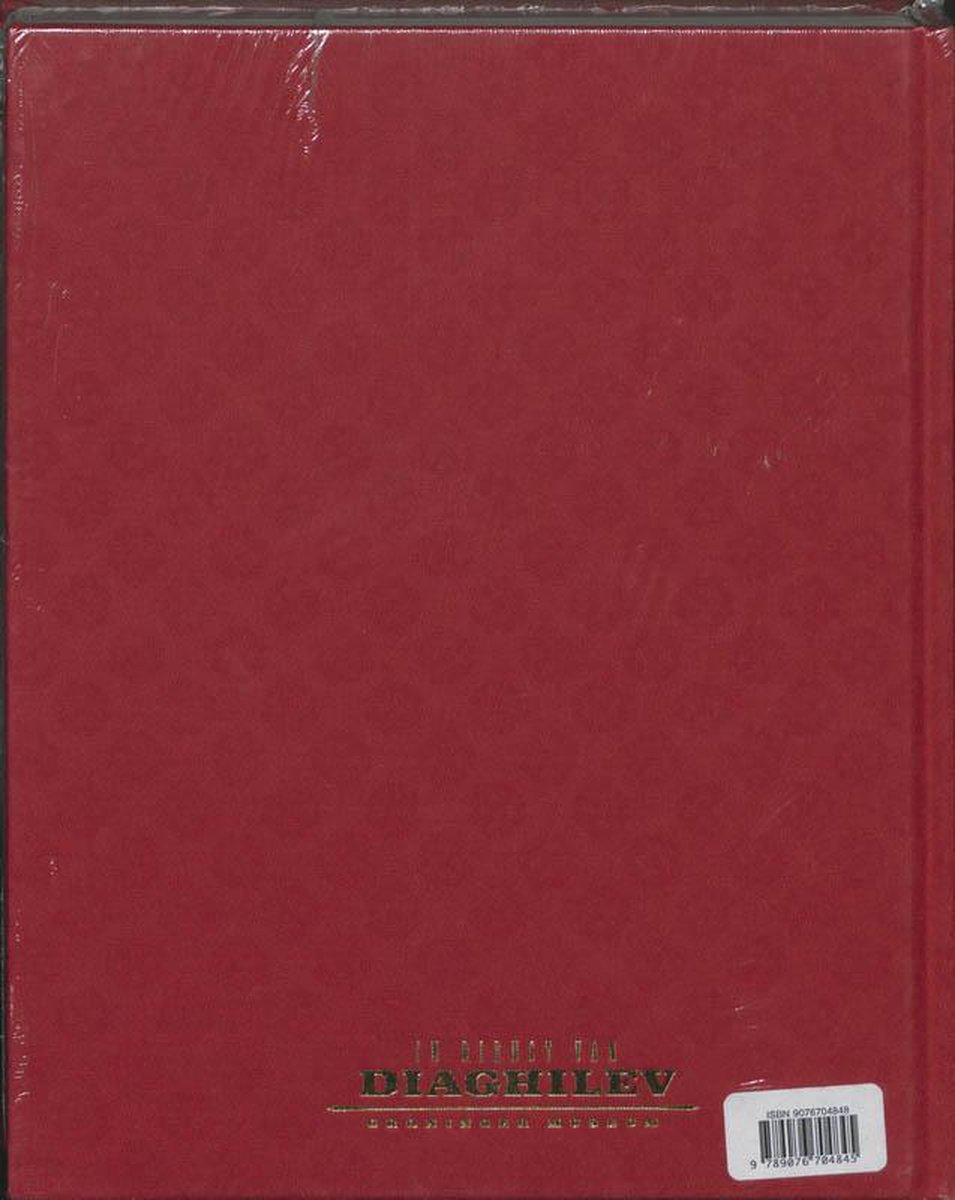 Rode kaft met gouden tekst 'IN DIENST VAN DIAGHILEV GRONINGER MUSEUM' en ISBN.