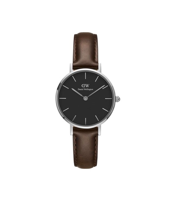 Daniel Wellington Petite Bristol Black DW001001233 - Horloge - Leer - Donkerbruin - Ø 28mm