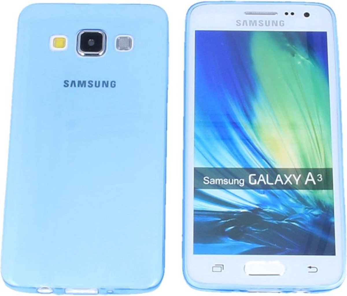 Samsung Galaxy A3 2016 (A310), 0.35mm Ultra Thin Matte Soft Back Skin Case Transparant Blauw Blue