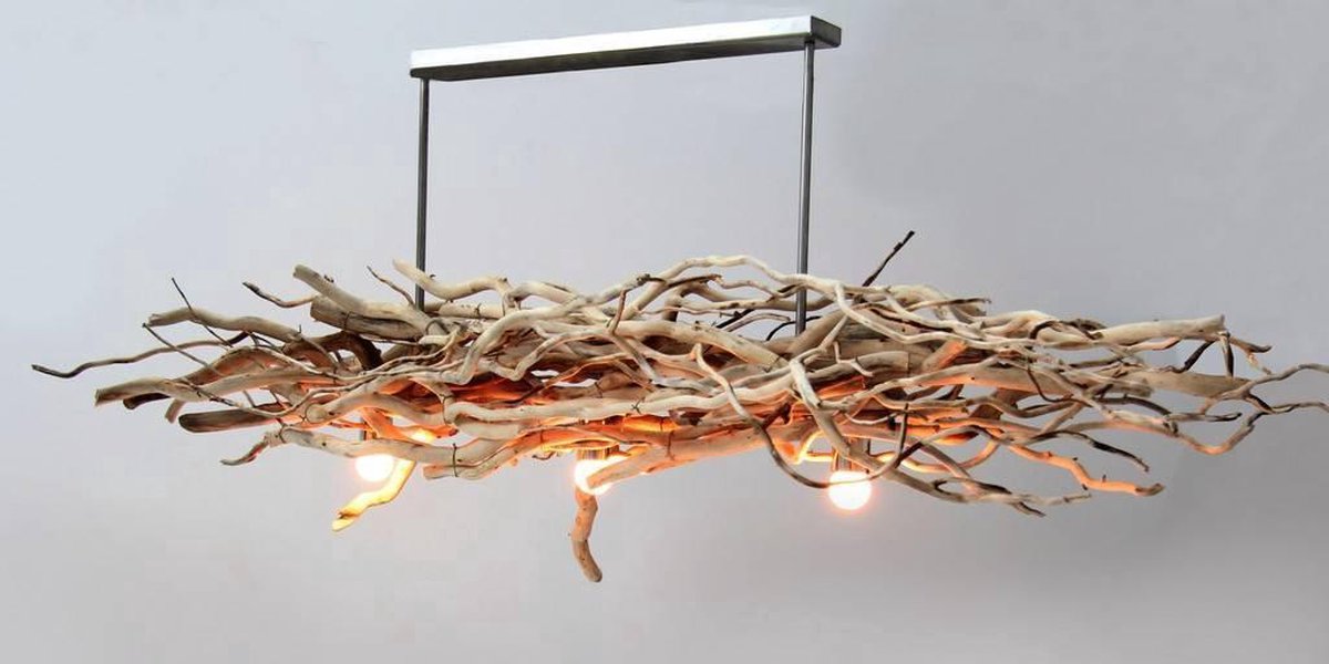 Houten hanglamp brocant kronkel hout br. 160 cm | bol.com