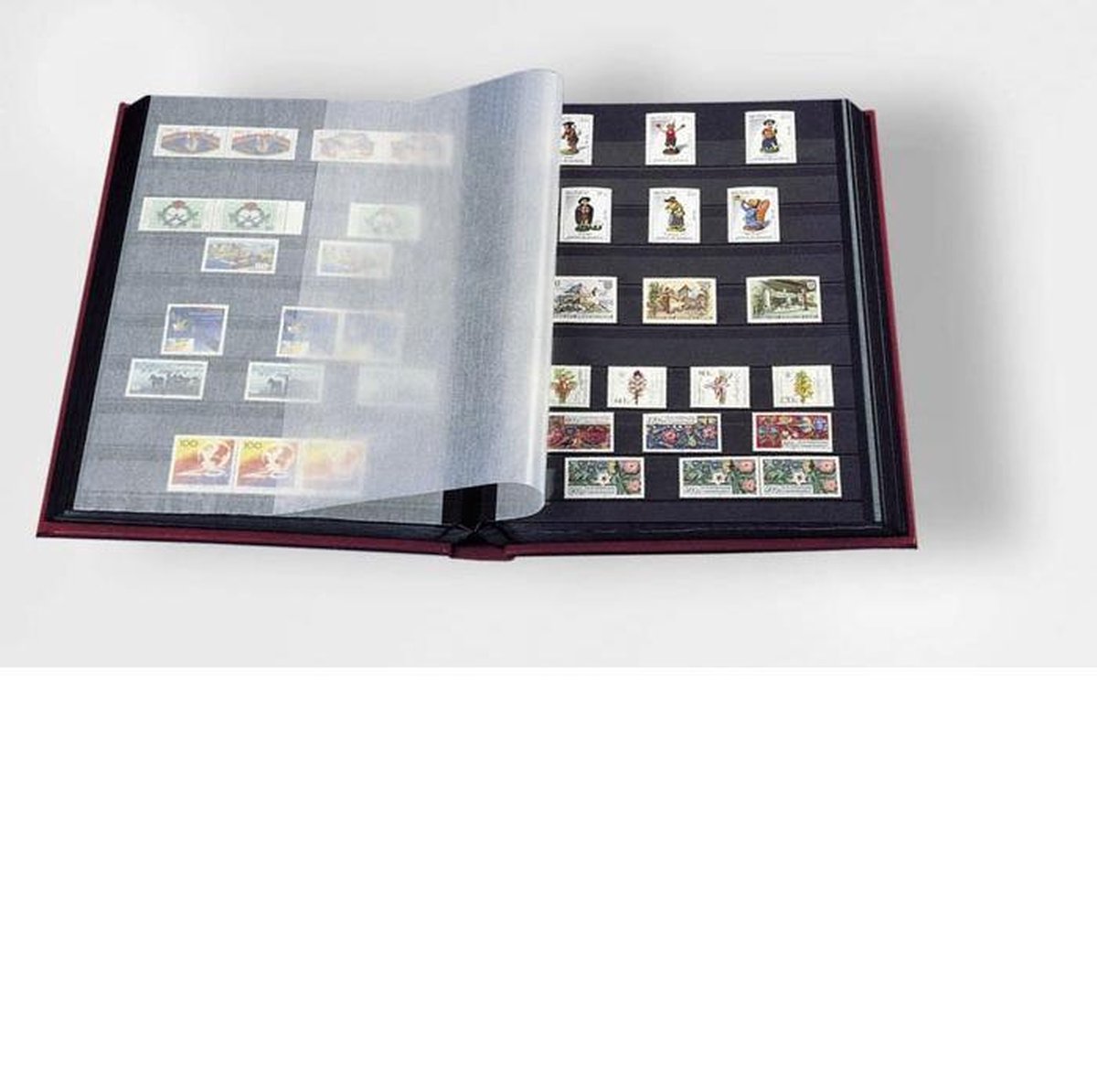 Postzegelinsteekalbum met 64 zwarte bladzijden - Basic S 64 rood - Leuchtturm