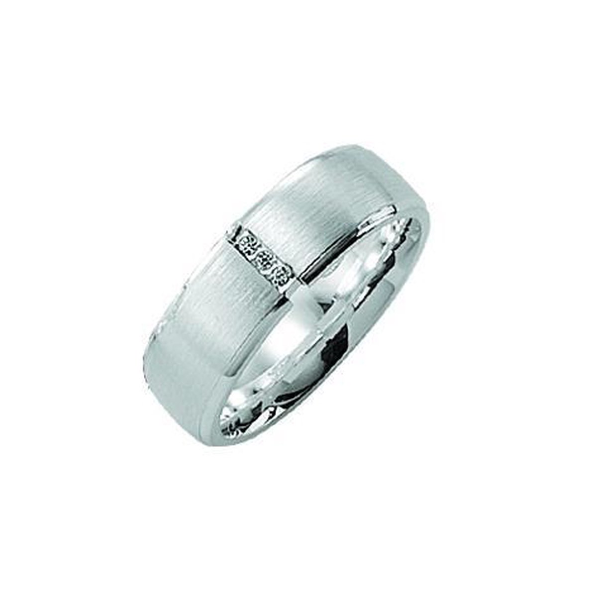 Kiss Me ring zilver mat-hoogglans met 3 zirkonia's KM118 maat 54