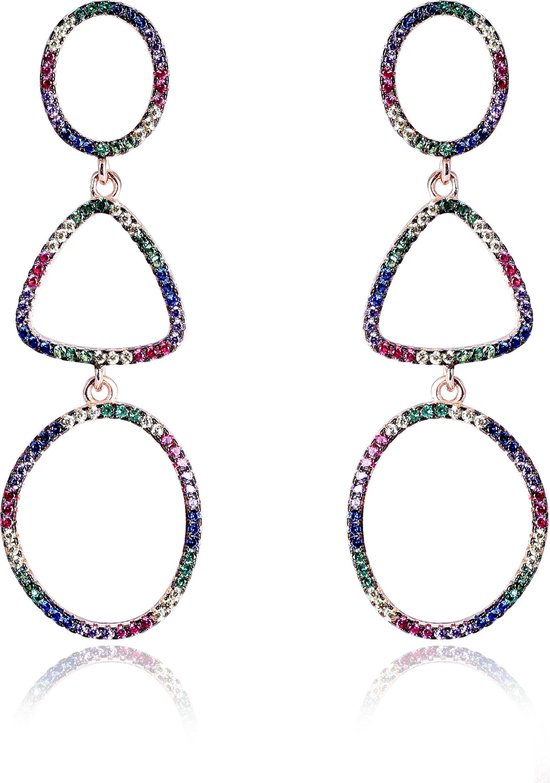 Orphelia ZO-7461 - Oorhangers Shapes Multicolor - Zilver 925 Rosé - Zirkonia - 5 cm