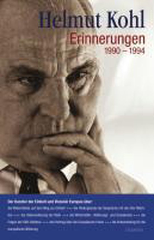 Boek 'Helmut Kohl Erinnerungen 1990-1994' met een portret van Helmut Kohl.