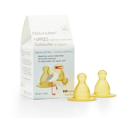 Natursutten - rubberen flesspenen - fast flow - 6+ maanden - 2 stuks — afbeelding 3