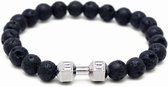 Memphis kralen armband Lavasteen Dumbbell Zilverkleurig