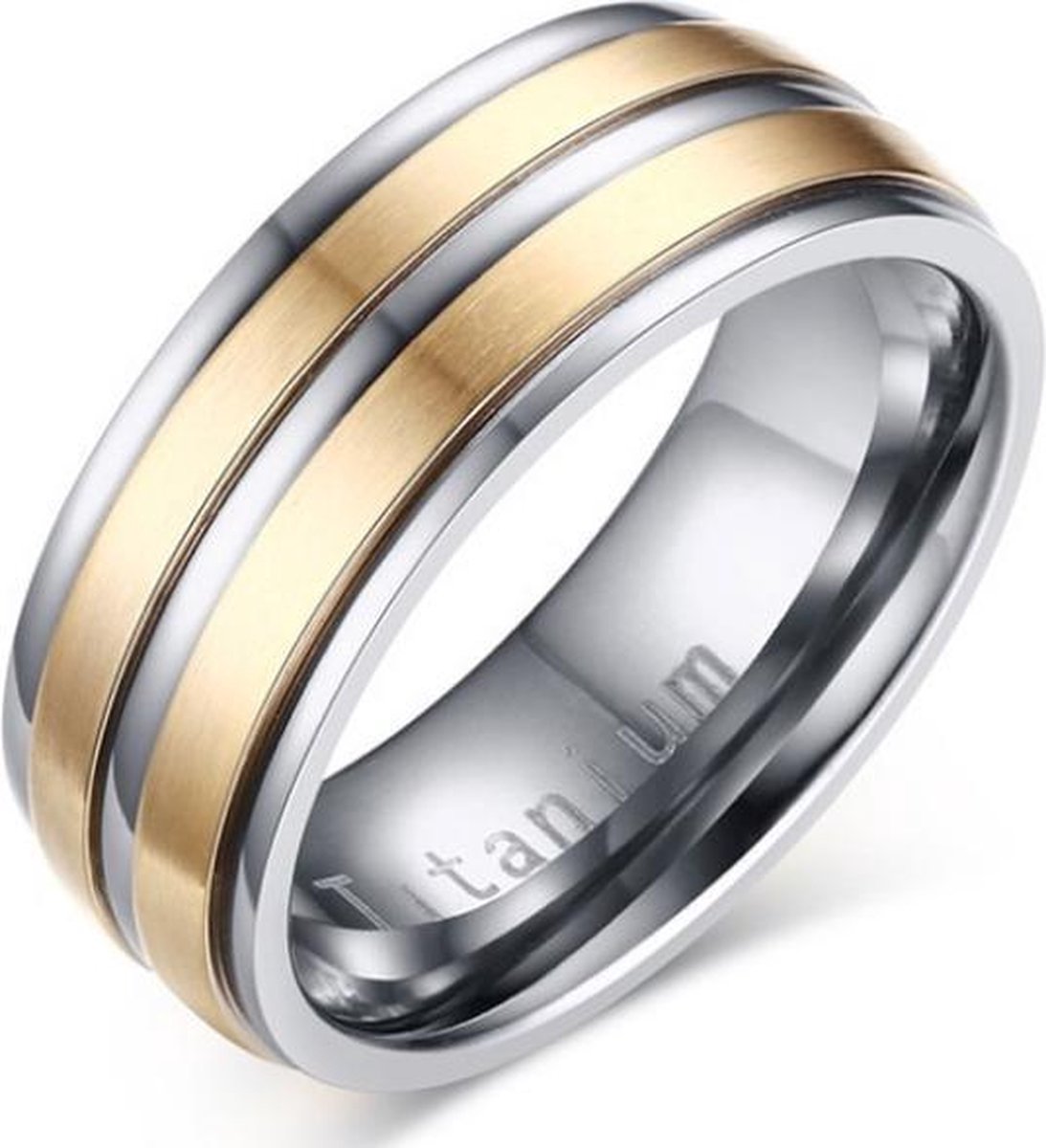 Titanium Heren Ring Goudkleurig Zilverkleurig Mm Mm Bol Com