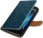 Blauw Pull-Up PU booktype wallet hoesje voor LG K10