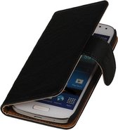 LELYCASE Zwart Echt Leer Booktype Samsung Galaxy S Duos S7562