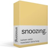 Snoozing - Katoen-satijn - Hoeslaken - Extra Hoog - Eenpersoons - 100x200 cm - Geel