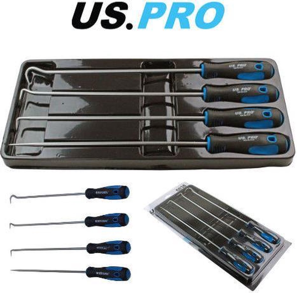 Hakenset "pick & hook" met 4 lange pick en hooks 380 mm lang 4-delig