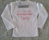 Shirtje Het is niet eerlijk ik ga naar mijn tante | Lange of korte mouw | wit met roze print | maat 56-110