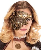 WIDMANN - Demi-masque Steampunk Gears doré pour adultes - Masques > Demi-masques