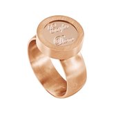 Quiges RVS Schroefsysteem Ring Rosékleurig Mat 18mm met Verwisselbare Rosé Carpe Diem 12mm Mini Munt