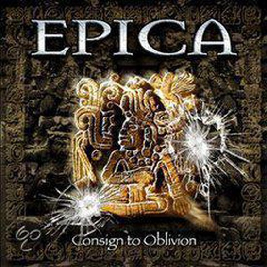 Albumhoes van Epica's 'Consign to Oblivion' met een Azteekse afbeelding.