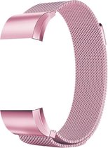 Metalen armband voor Fitbit Charge 2 magneet slot - Kleur - Roze, Maat - L (Large)