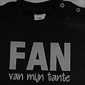 Baby rompertje zwart met tekst opdruk fan van mijn tante  | lange mouw | zwart wit | maat 50/56 cadeau