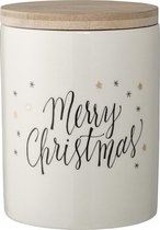 Bloomingville - Noël de rangement de Noël avec couvercle - Grès / Bois - Wit - D10xH12,5 cm