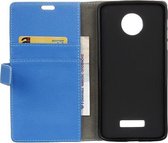 Litchi cover blauw wallet case hoesje Motorola Moto Z