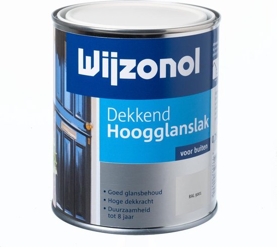 Blik Wijzonol Dekkend Hoogglanslak, RAL 9001 Crèmewit. Duurzaamheid tot 8 jaar.