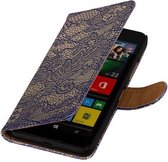 Microsoft Lumia 640 - Lace Kanten Booktype Blauw - Book Case Wallet Cover Hoesje